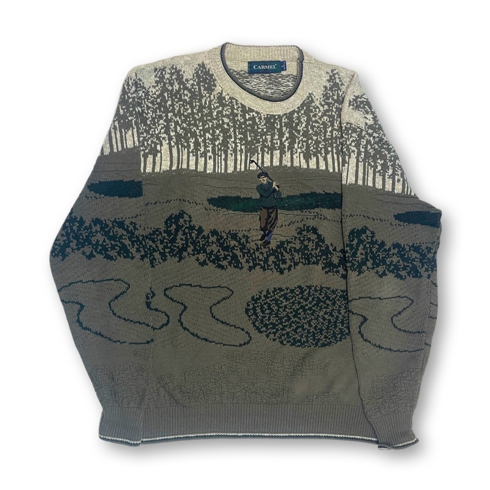 Vintage Carmel Golf Embroidered Sweater Sz Large